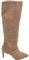 Malu Shoes Stivali alti donna al ginocchio in ecopelle scamosciata beige punta tacco spillo 6 cm zip lunga morbido moda linea Basic (36 EU)