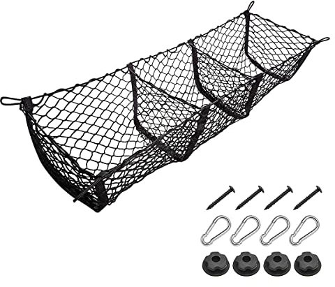 JNNJ 3 Taschen Automotive Cargo Netz, Auto Boot Ordentlich Net, Gitter Gepäck Dreidimensionale Netz, Universelles Kofferraumnetze Kompatibel für SUV Auto Pickup Truck