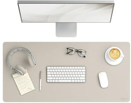 Smead Schreibtischunterlage, veganes Leder, Schreibtischunterlage mit rutschfester Unterseite aus Wildlederimitat, perfekter Schreibtisch-Organizer für Bürodekoration, 91,4 x 43,2 cm groß, Sandstein