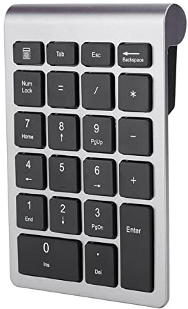 Pavé Numérique sans Fil, 22 Touches, USB Plug and Play, Durée D'utilisation de 80 Heures, Conception au Pied en Ciseaux, Compatible avecXP, Vista, 7/8/10 (Gris Fer)