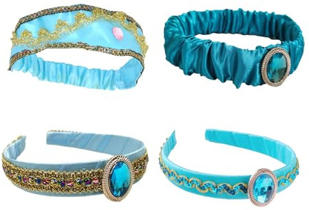 Ranuw Jasmin-Stirnband für Halloween, Party, Cosplay, blaues Prinzessinnen-Kostüm, klassisches arabisches Prinzessinnen-Kostüm, Jasmin-Kostüm für Mädchen