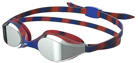 Speedo Unisex Kinder Hyper Flyer Schwimmbrille | Bequeme Passform | Verstellbares Design | Anti-Beschlag | Wasserdicht Schwimmbrille, Sna Navy/Red, Einheitsgröße