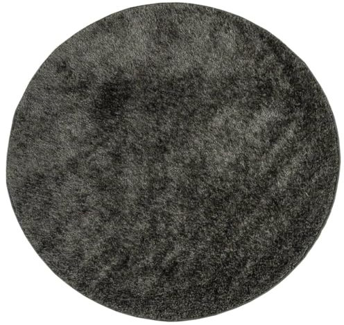 vidaXL Teppich, Wohnzimmerteppich Hochflor Langflor, Moderner Teppich Rund für Wohnzimmer Schlafzimmer, Flauschig Einfarbig rutschfest, Glänzend Anthrazit Ø 80cm