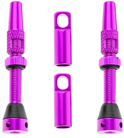 DRELD 2 Stück Fahrrad Tubeless 44mm, 1 Paar Presta Tubeless Ventile, MTB Tublessventiel, Fahrrad Tubeless Presta Aluminiumlegierung, Tubeless Presta Ventilschaft (44mm Lila)