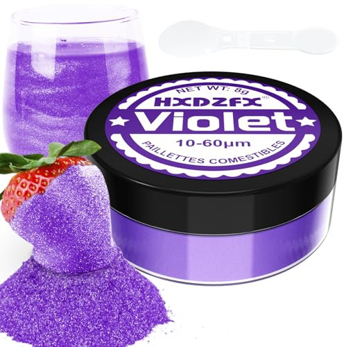 Paillettes Comestibles Violet - 8g Paillettes Alimentaires pour Boissons, Gâteaux, Chocolats, Muffins, Vodka, Cocktail, Crème