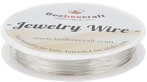 Beebeecraft Alambre de Cobre de 50m 0.3mm 925 alambres de Joyería Chapados En Plata de Ley Alambre Redondo Resistente Al Deslustre de para Hacer Joyas Y Manualidades