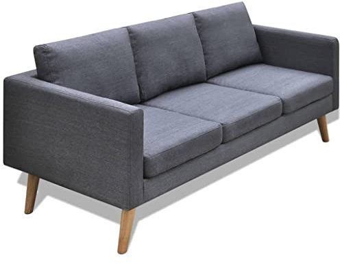 Cozynest Sofa 3-Sitzer mit Rückenkissen Sitzkissen Design Polstersofa Loungesofa Couch Lounge Stoffsofa Sitzmöbel Wohnzimmer Stoff Holzrahmen Stoff Dunkelgrau