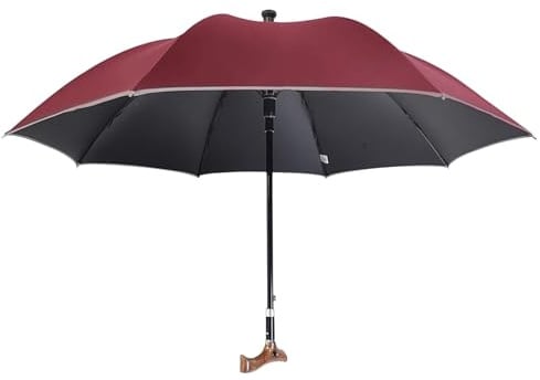 Wzmazingly 2-in-1 Spazierstöcke Regenschirm, Länge Einstellbar Leichtgewicht Schirm-Gehstock, Rutschfest Langer Handgriff Stützschirm Für Ältere Menschen, Männer Und Frauen