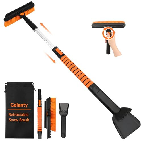 Gelanty Eiskratzer Auto mit Besen, 3 in 1 Schneebesen Abnehmbarer mit Ergonomischer Rutschfester Softgriff & 180 ° Drehbarer Bürstenkopf für Auto LKW PKW SUV