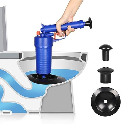 Greenfields High Pressure Air Drain Pump Pipe Dredge Tool - Powerful,Reusable Drain Cleaning Solution for Clogs and Blockages-Eco-Friendly Kitchen, Bathroom Sink Plunger with 4 Interchangeable Suckers