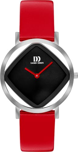 Danish Design Damenuhr Stahl Pico Square Lederband Rot IV24Q1300