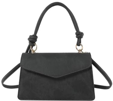 gaobaozhu Women's Top Handle Satchel with Detachable Strap Small Minimalism Handbags Purse for Women Cross Body Bags Ladies Girls Fashion Timeless Tote Bag PU Leather Mini Shoulder Bag Gift Black