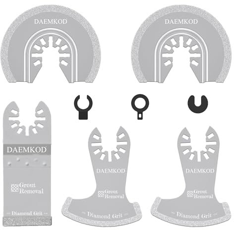 DAEMKOD 5 Pack Diamond Oscillating Tool Blade, Professional Multitool Blades, Grout Removal Blade for Oscillating Tool, Multi Tool Blades Kit for Oscillating Tool Accessories