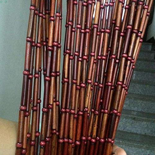 Rideau de porte en perles de bois rustique fait à la main - Décoration personnalisable pour placard ou séparation (70 brins 140 x 220 cm)