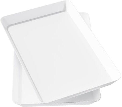 Lifewit Vassoio da Portata in Plastica, Vassoio da Portata per Feste, Vassoio Riutilizzabile senza BPA per Snack, Cibo, Biscotti, Set da 2, 36,7 x 24 cm, Bianco