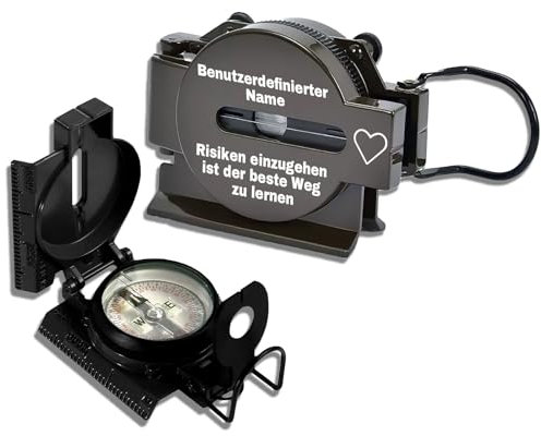 Personalisierte Kompass Outdoor Benutzerdefinierter tragbarer Outdoor Kompas mit Leuchtziffern Wasserdicht Kompass für Camping Wandern Jagd und Aktivitäten im Freien (Militär Kompass)