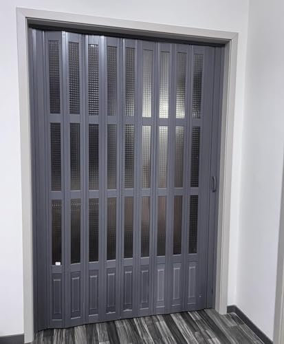 Porta scorrevole interna pieghevole in plastica PVC con telaio e vetro acrilico, design a fisarmonica per camera da letto, balcone, dimensioni personalizzate disponibili