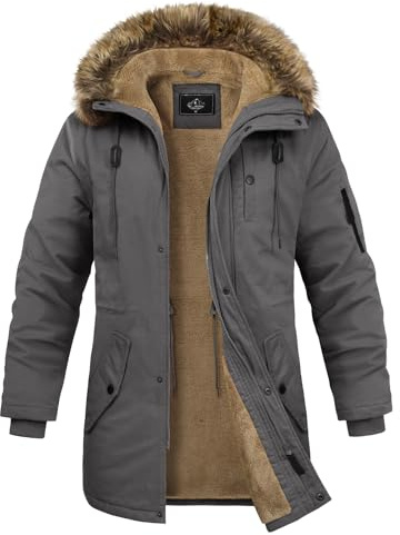Lonya Manteau Homme Hiver Veste Parka Polaire Chaud Doublure épaisse en Peluche Décontracté Thermique Coton Militaire Blouson Coupe-Vent Manteau à Capuche Fausse