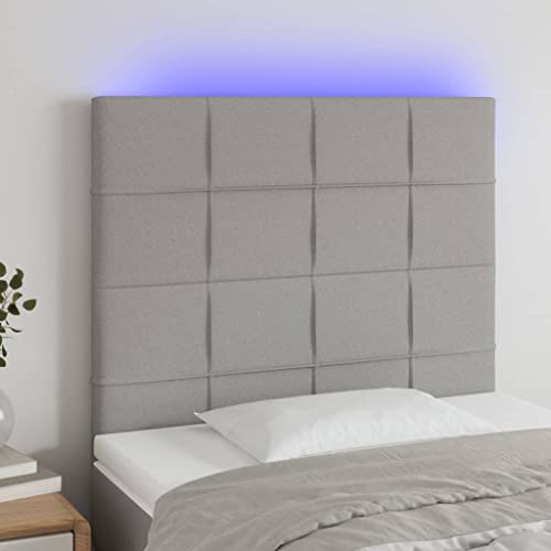 Frdhee Freistehendes Kopfteil,LED Kopfteil Hellgrau 80x5x118/128 cm Stoff für Verschiedene Bettrahmen