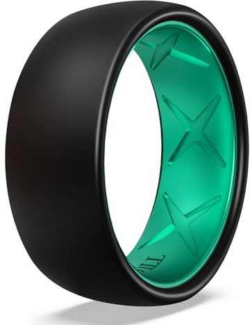 King Will Silikonringe für Herren – 8 mm schwarzer Gummi-Ehering für Damen mit atmungsaktivem Innenprofil, Komfort-Passform