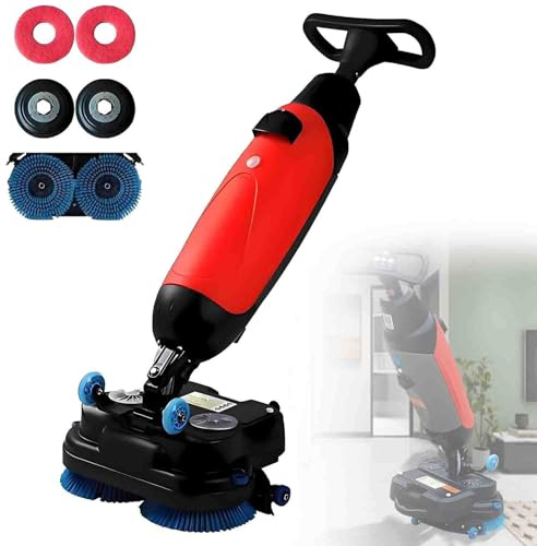 GLBMXDD Professional Floor Scrubber, 36V Electric Scrubber and Polisher, Commercial Floor Washer, with 17 Cleaning Width, 360° Rotating Head,for Tiled and Concrete Floors Red