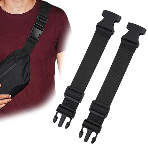 KIMHOME 2er-Set verstellbare elastische Nylon-Gürtelverlängerungen, Verlängerungsriemen mit Schnalle für Gürteltaschen, Rucksäcke und Gepäck (schwarz)