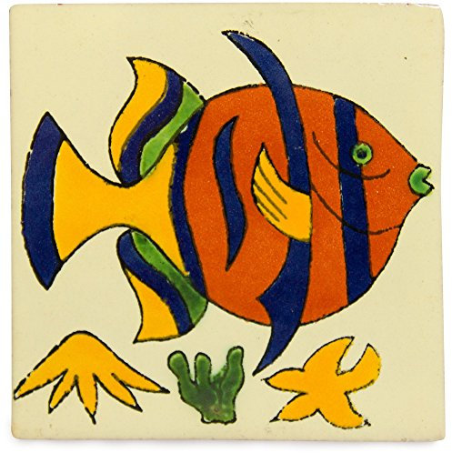 Ceramic Mexican Tile - 10.5cm- Handmade and Ethically Traded by Tumia LAC - Individual Tile