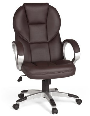 AMSTYLE Bürostuhl Bezug Kunstleder Braun Schreibtischstuhl Design X-XL 120 kg Chefsessel Wippfunktion ergonomisch Polster Drehstuhl hohe Rücken-Lehne höhenverstellbar mit Armlehnen Hochlehner