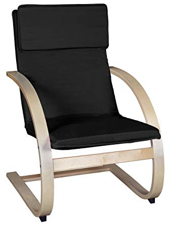 Niche Mia Schaukelstuhl aus Bugholz, leicht, ergonomisch & langlebig, mit waschbarem Baumwollbezug, stabiles Freischwingergestell für Zuhause, Büro & Kinderzimmer (Natur/Schwarz)