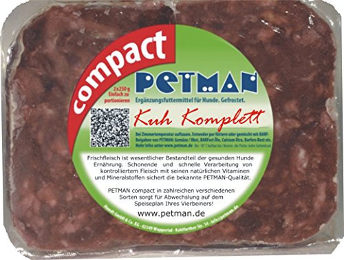 petman compact Kuh komplett, 22 x 500g-Beutel, Tiefkühlfutter, gesunde, natürliche Ernährung für Hunde, Hundefutter, Barf, B.A.R.F.