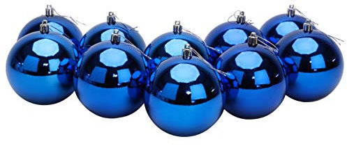 Toyland® 10 Extra Large 100mm Colour Christmas Baubles - Christmas Tree Decorations (Blue)