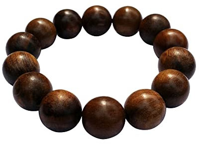 Schöne großen, exotischen Oud Adlerholz 14 mm Bead Armband auf Elastische Schnur – Natürlich Duft Adlerholz