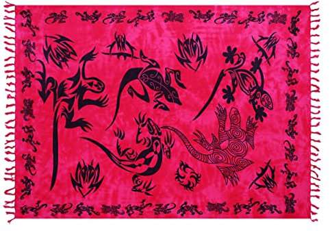 Ciffre Sarong Pareo Wickelrock Strandtuch Schal Handtuch Strandkleid Decke Wandbehang Pink
