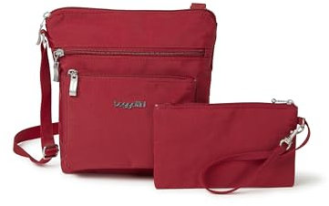 Baggallini Damen Pocket Crossbody Bags for Women 8x8 Small Lightweight Durable Nylon Water-Resistant Travel Purse W/RFID Wristlet Umhängetaschen, Apfel, Einheitsgröße