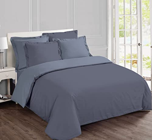 Vision Wende-Bettwäsche, 100% Baumwolle, 1 Bettbezug 220 x 240 cm + 2 Kopfkissenbezüge 65 x 65 cm, Grau und Perlgrau