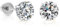 Boucles d'oreilles à tige en or blanc 14 carats avec solitaire en oxyde de zirconium et fermoir à vis sécurisé, Pierre en or blanc et oxyde de zirconium, Zircone cubique