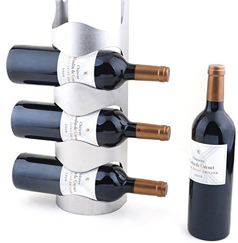 ELEOPTION Edelstahl Weinregal Flaschenregal Wein Flasche Wandhalter 2 Größe zur Auswahl (Weinregal 4 Flaschen)