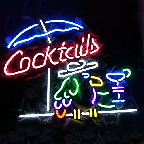 New Cocktails Birds Real Glass Neon Light Sign Home Beer Bar Pub Recreation Room Game Room Windows Garage Wall Store Sign (17x 14 Large)
