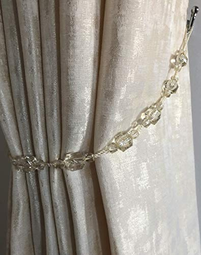 Alan Symonds Tiffany Acrylic Beaded String Curtain Tie Backs - Pair (Cream)