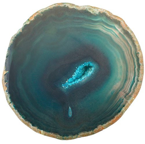mookaitedecor Bleu Pierres et Cristaux Tranche de Géode Agate Pierre de Cristal Dessous de Verre Table,Lot de 2