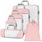 Gonex Compression Packing Cubes, 6 PCS Travel Luggage Packing Organizers with Mesh Extensible Suitcase Organiser for Travel, Pink