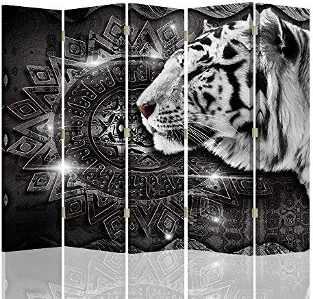 Feeby Raumteiler Trennwand Tiger Paravent beidseitig 6-teilig Design Grau 216x175 cm