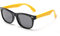 FOURCHEN Lunettes de soleil pour garçons et filles (Verres noirs / Monture Noire et jaune)