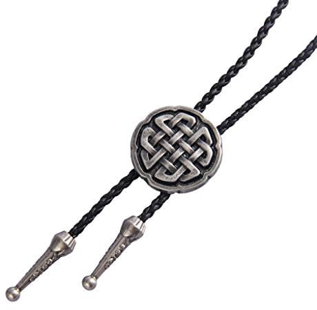 joymiao Herren Western-Krawatte, Cowboy-Design, Lederband, Kordel-Anhänger Adler - geflochtener Schmuck für Frauen, Jungen - Silber - Mittel