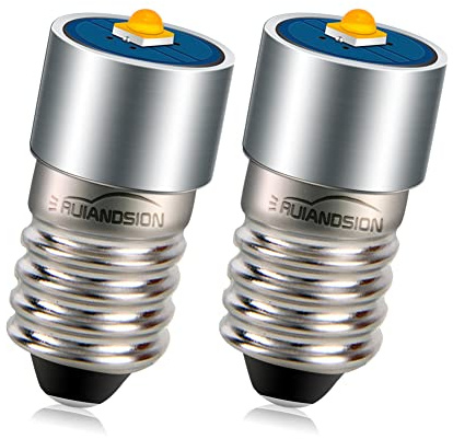 Ruiandsion 2 Stück E10 LED Lampe 3V 3W 3000K Warmweiße LED Ersatzlampe Upgrade für Scheinwerfer Taschenlampen Taschenlampe