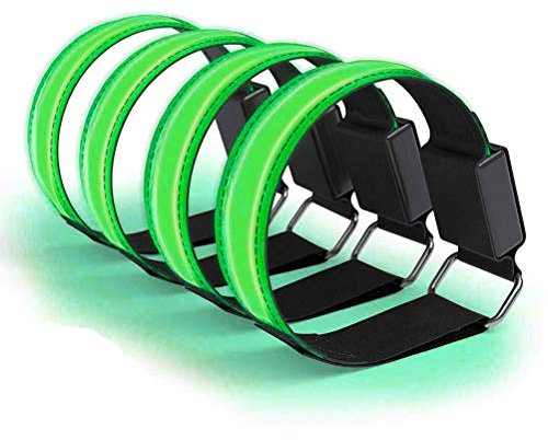 Led Armband Aufladbar, 4 Stück Reflective LED leucht Armbänder Lichtband Kinder Nacht Sicherheits Licht für Laufen Joggen Radfahren Hundewandern Running