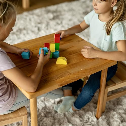 Staboos Kindertisch aus massivem Buchenholz - Bio geölter Vollholz Tisch Kinder - Montierter Maltisch und Basteltisch - Für Kinder ohne scharfe Kanten - Natur Bio geölt