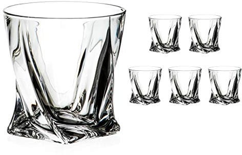DIAMANTE Quadro Whisky tumblers Short Drink Glasses Made from Premium Lead Free Crystal - Set of 6