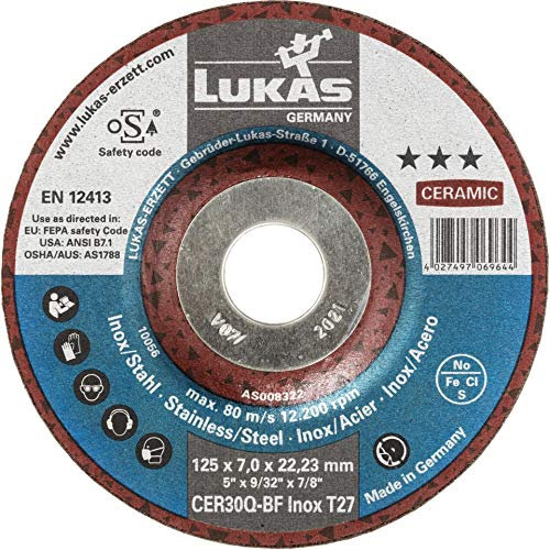 10x LUKAS Schruppscheibe Schruppscheiben T27 Edelstahl 125x7 mm gekröpft Ceramic