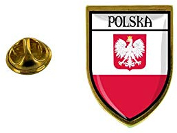 Akachafactory Anstecker Stadt Flagge Polen - Rot, Klassisch, Schmetterling Verschluss, 2,4 x 1,7 cm